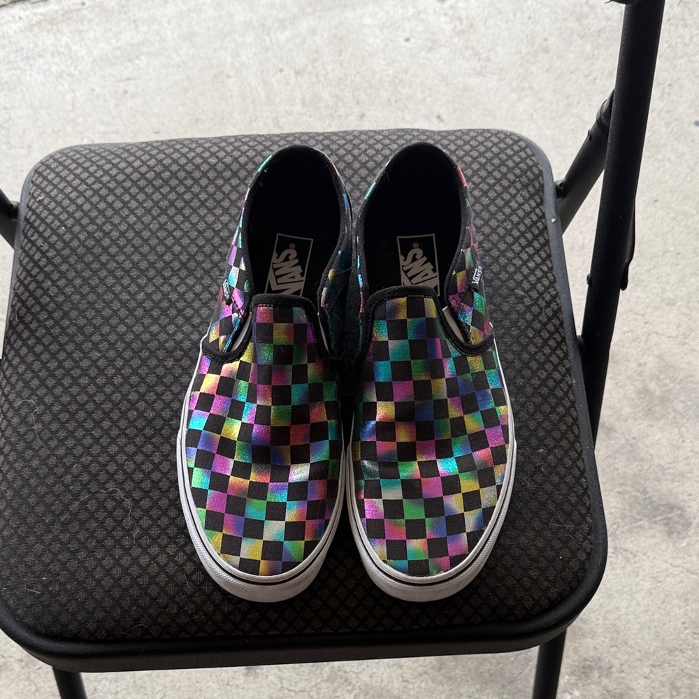 Vans Kids Colorful Checkered Slip-On Sneakers